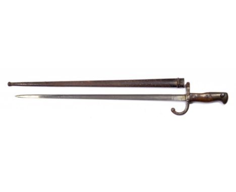A FRENCH MODEL 1874 GRAS  BAYONET AND SCABBARD, THE BLADE ENGRAVED... ST ETIENNE... 1876