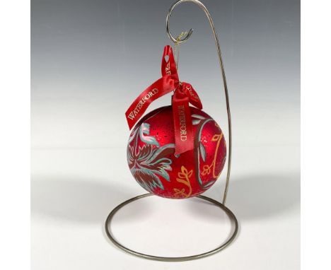 Handcrafted glass bauble adorned with hand-painted flowers in pink, blue, and yellow shades that gracefully curve around the 