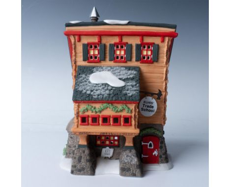 This is the Elves' Trade School hand painted porcelain figurine. This item has its original box that measures 9.5"L x 6.5"W x