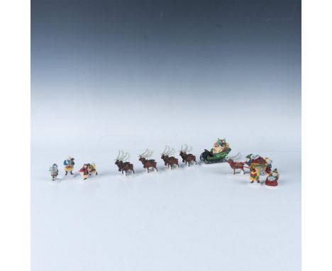 This set includes a total of 11 hand painted porcelain miniatures. Featured are Toymaker Elves (3pcs), capturing Mrs. Claus a