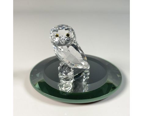 Elegant owl figure with intricate clear crystal cut design. Swarovski swan mark. This item includes a mirror base: 0.25"H x 3