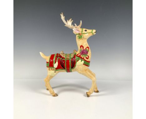 Earthenware, hand painted with gilded gold accents standing reindeer collectable. Stamped Lenox. This item has its original b