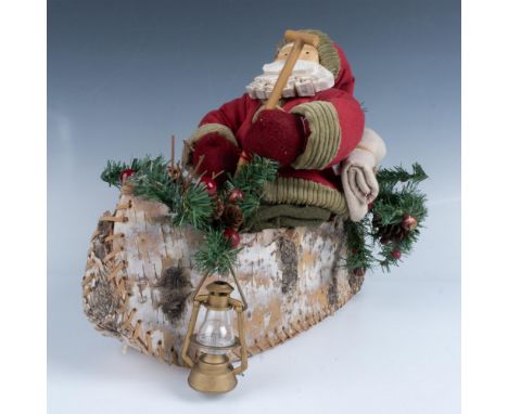 Features Santa Claus in a Viking longship made out of birchwood with Christmas foliage and a lantern. Issued: 21st centuryDim