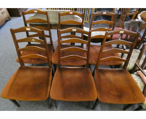 A set of six ladder back G Plan dining chairs