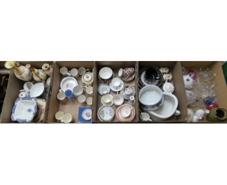 Art deco light shades, Wedgwood, Aynsley, Copeland ceramics, various glassware and dinnerware (5)