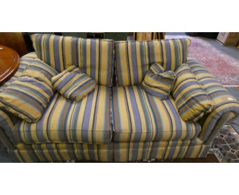 A modern metal action sofa bed with striped fabric, 193 cm long x 92 cm deep