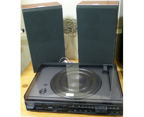 A Bang and Olufsen airlifted beocenter 1800 record player and radio together with a pair of Beovox S45 speakers