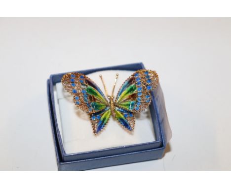 An enamel silver gilt butterfly brooch