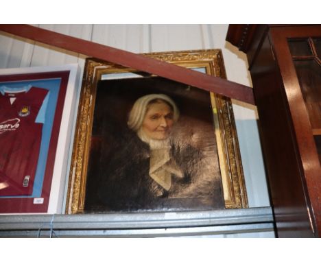 An oil on canvas portrait "Mrs Ann Love" signed to bottom left Fred Randall, Oxted, Surrey 1883 with gilt frame