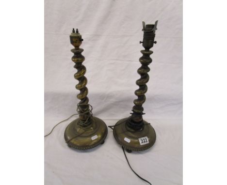 Pair of brass barley-twist lamp bases