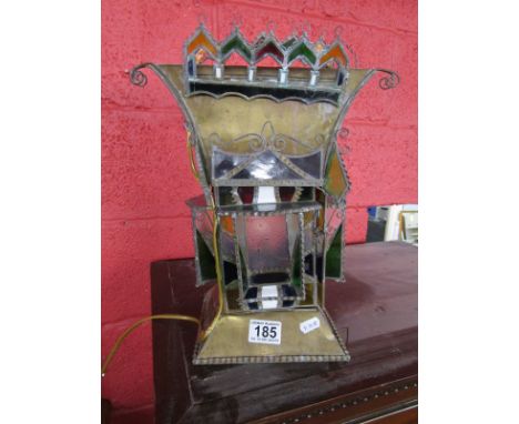 Brass & stained glass lamp