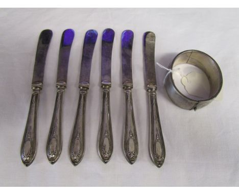 Set of 6 silver handled butter knives and silver bangle