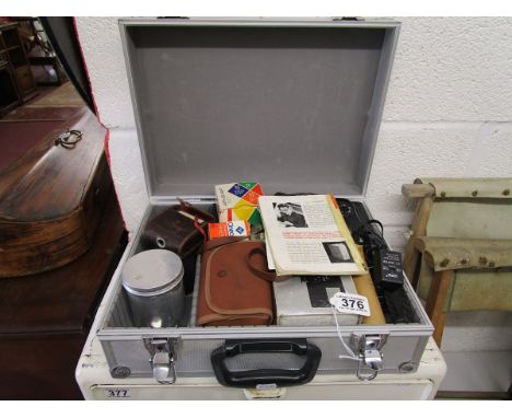 Case of various camera equipment