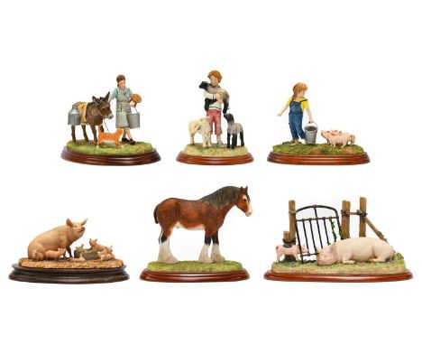 Including: 'Milking Time' model No. A3703 and 'TLC' model No. A1453, with three others and a Classic Pig model (6)Without box