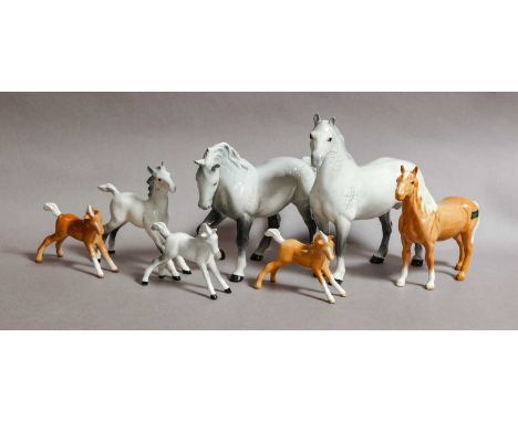 comprising: Beswick Welsh Cob (standing, second version), model No. 1793, Stocky Jogging Mare (third version), model No. 855,