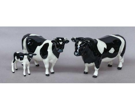 comprising: Bull Ch. "Coddington Hilt Bar", model No. 1439A, Cow Ch. "Claybury Leegwater", model No. 1362A and Calf, model No