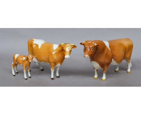 Comprising: Bull Ch. ''Sabrina's Sir Richmond 14th'', model No. 1451, Cow, model No. 1248A and Calf, model No. 1249A, all gol