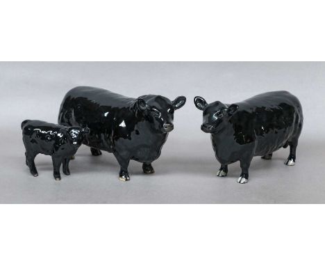 comprising: Bull, model No. 1562, Cow, model No. 1563 and Calf, model No. 1827A, all black gloss (3)