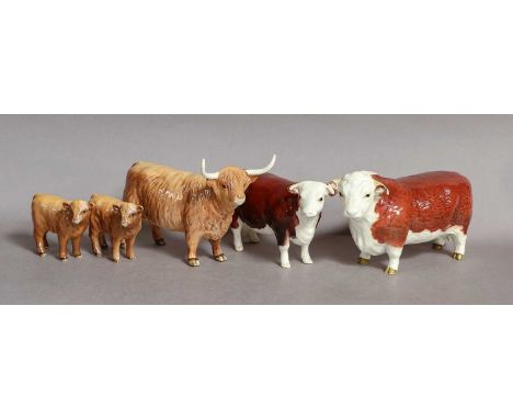 comprising: Hereford Bull (first version), model No. 1363A; Hereford Cow, model No. 1360; Highland Cow, model No. 1740, Highl