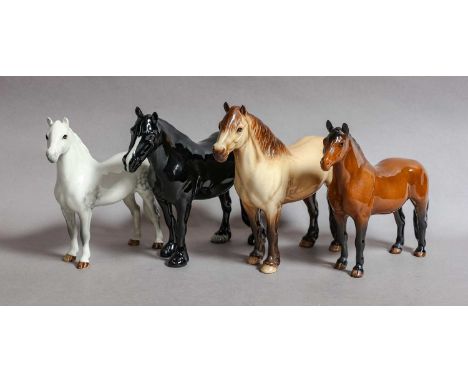 comprising: Welsh Mountain Pony "Coed Coch Madog'"(first version), model No. 1643, grey gloss, Dartmoor Pony, model No. 1642,