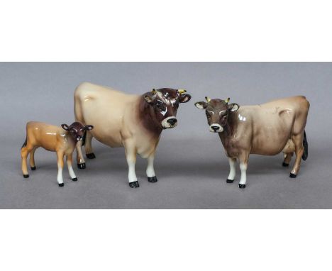 comprising: Bull Ch. ''Dunsley Coy Boy'', model No. 1422, Cow Ch. ''Newton Tinkle'', model No. 1345 and Calf, model No. 1249D