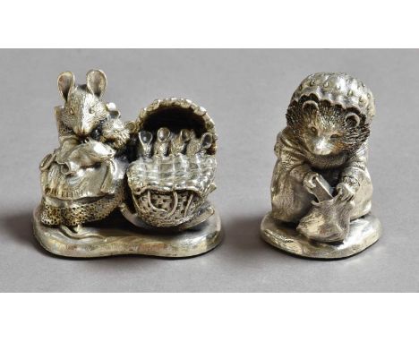 A Pair of Elizabeth II Border Fine Arts Silver Beatrix Potter Figures, Birmingham, One 1993, The Other With Indistinct Date L