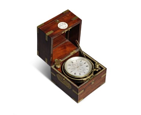 A fine and very rare unique mid-19th century brass-bound mahogany two-day marine chronometer with Universal compensation, mod