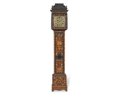 A late 17th century walnut inlaid longcase clock of one month durationJohn Cotsworth, Londonthe hood with stepped and domed e