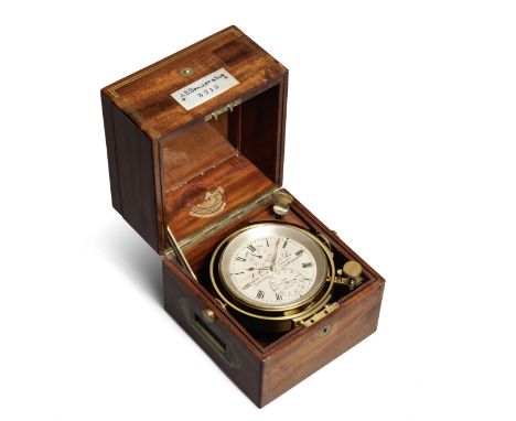 A rare mid-19th century Canadian brass-strung mahogany two-day marine chronometer with Lund-type auxiliary compensation and e