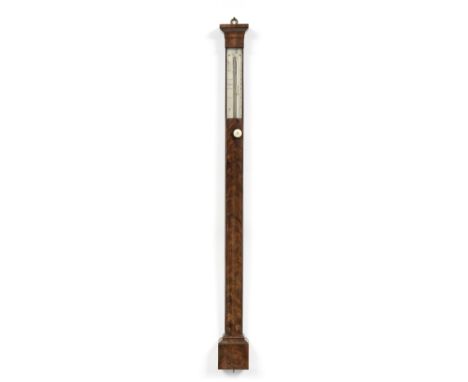 A mid 19th century Scottish bow-fronted mahogany stick barometerAdie &amp; Son, Edinburghthe squared cresting over a stepped 