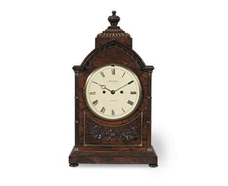 A good first half of the 19th century brass-mounted rosewood table clockMitchell, 80 Argyll Street, GlasgowThe lancet case su