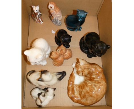 Ceramic animal figures by Beswick, Sylvac, Royal Crown Derby, Poole, etc (10)