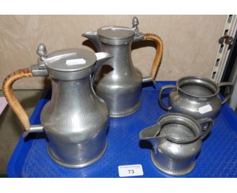 A four piece Hampden pewter tea service