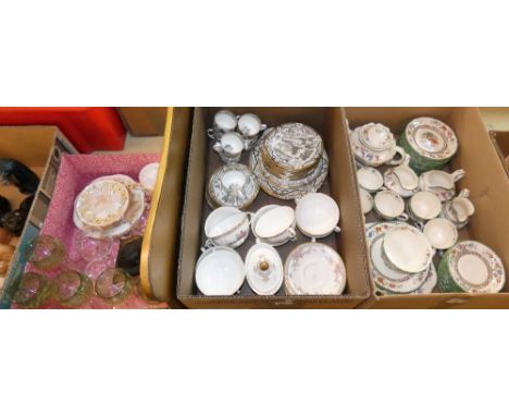 Dinner and teaware by Royal Doulton, Copeland Spode, glassware, etc (3)