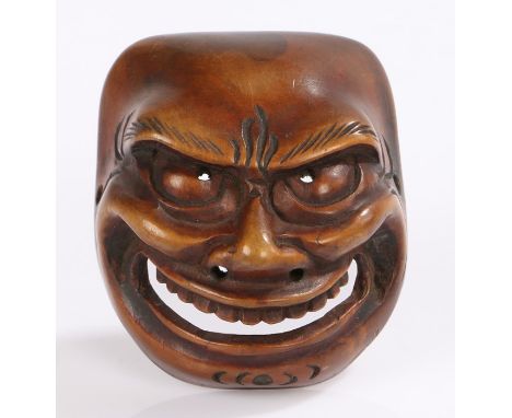 Japanese Meiji period netsuke, Noh mask, 4.7cm high
