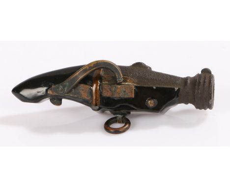 Japanese Meiji period mixed metals netsuke, of a matchlock pistol, 7cm long