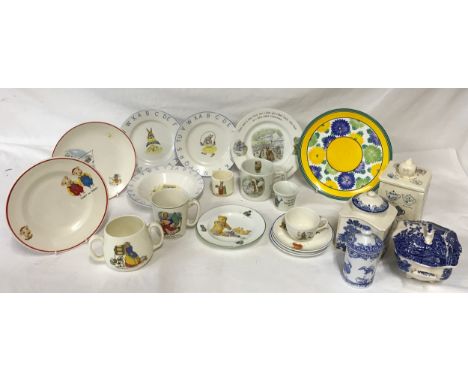 An assorted collection of ceramics, mostly children's, to include a Limited Edition Clarice Cliff/Wedgwood 'Sungay' Plate No 