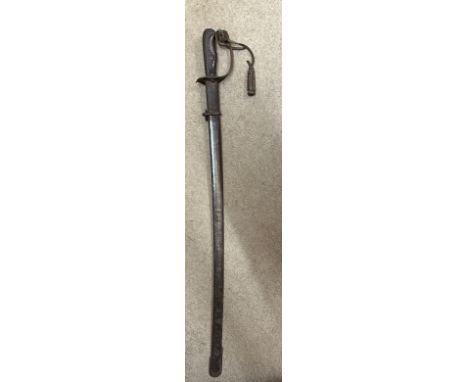 A Japanese model 1899 type 32 military sword and scabbard. Blade 30.5 inches. Numbered 8759 to top of the blade. With steel h