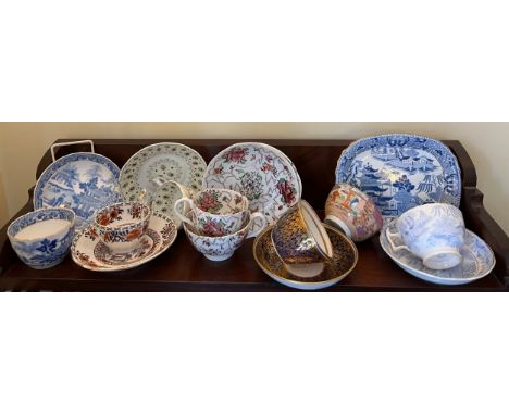 Nineteenth century ceramics to include Miles Mason cups and saucers. 