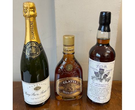 Alcohol to include a bottle of berry Bro.s &amp; Rudd Ltd Champagne, Glayva Scotch Liqueur and Fine Old Bonded Scotch Liqueur