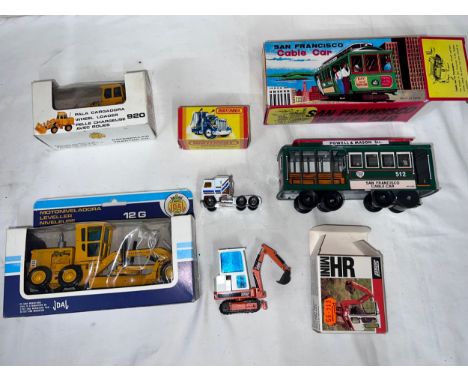 Diecast models to include Schaeff Mini HR Excavator, Matchbox Kenworth Tractor Unit, Joal 12G Cat Leveller, Ref: 217, Joal 92