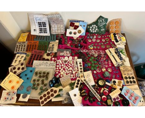 A large quantity of mainly late 19th/early 20thC buttons, many on original cards including Chas. Wurr Hand Sewn Boot maker 6 