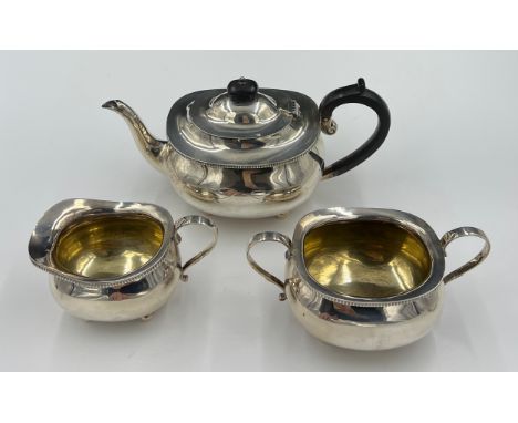 Three piece silver tea service London 1927 Josiah Williams &amp; Co Weight 1049gm. 