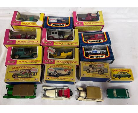 Various Matchbox models to include, Y-2  1914 Prince Henry Vauxhall and 1911 Renault2-Seater, Y-3 1910 Benz Limousine, Y-4 19