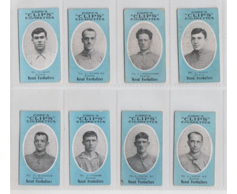 Cigarette cards, Cope's, Noted Footballers, (Clip's 500 subjects), Everton, 8 cards, 1-4 inclusive &amp; 6-9 inclusive (gen g