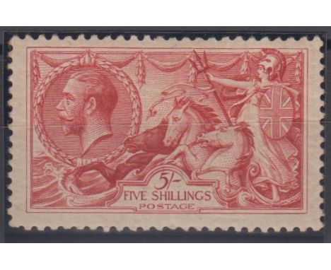 Stamp, GB, 5/- Bradbury Wilkinson, Seahorse, rose-red, SG 416, mounted mint, catalogue value £325