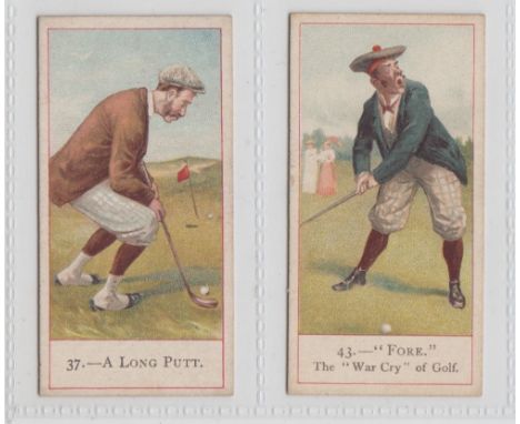 Cigarette cards, Cope's, Cope's Golfers, two type cards, no 37 A Long Putt &amp; no 43 Fore (gd) (2)