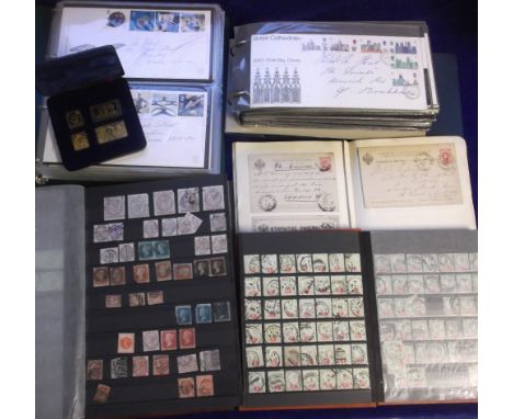 Stamps, GB, collection, 1840 to 2000 including pair of 1d blacks (one damaged), quantity of 1d reds sorted by plate numbers, 