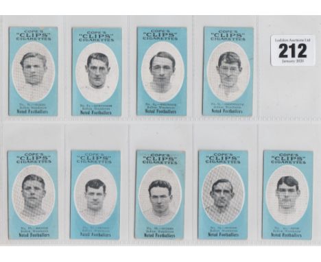 Cigarette cards, Cope's, Noted Footballers, (Clip's 500 subjects), Bolton Wanderers, 9 cards, nos 82-90 inclusive (gd)