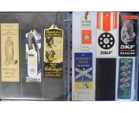 Ephemera Motoring, 19 advertising motoring bookmarks dating from 1928 to 1960. Brands include RAC, India Tyres, Golden Ply, M